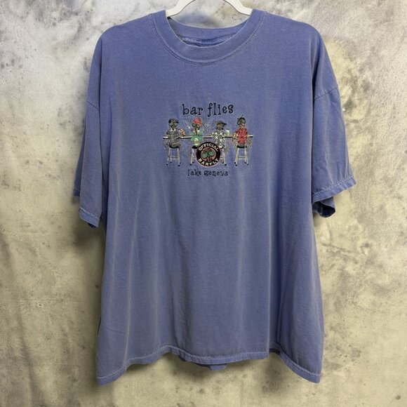 Vintage Bar Flies Lake Geneva Travel Tourist T Shirt Mens 2XL 26x27 Embroidered - Picture 2 of 8